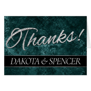 Emerald Green   Jade Velvet Grunge Thank You Card