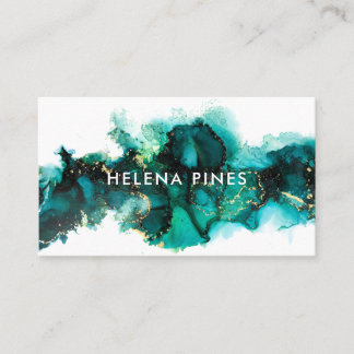 Emerald Green Jewel Modern Abstract Ink Business C Card
