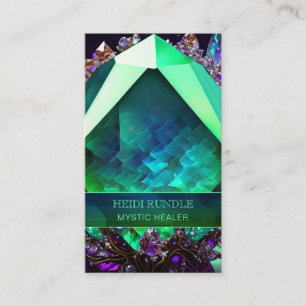 Emerald Green Jewel Mystic Healer Gemstone Crystal Business Card