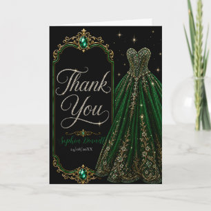 Emerald Green Jewel Sweet 16 Thank You Card