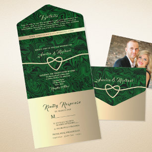 Emerald Green Jewel Tone Wedding All In One Invitation