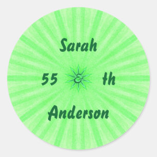 Emerald Green Kaleidoscope Anniversary Stickers