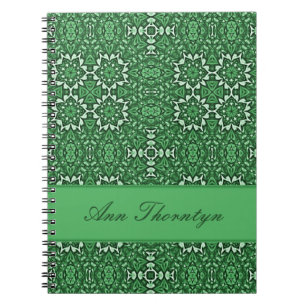 Emerald Green Kaleidoscope Pattern Custom Notebook