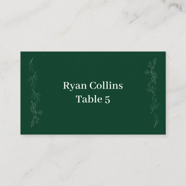 Emerald Green leaf Place Cards (Front)