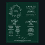 Emerald Green Leafy Crest Monogram Wedding Program Poster<br><div class="desc">We're loving this trendy, modern emerald green a formal wedding ceremony program Poster! Simple, elegant, and oh-so-pretty, it features a hand drawn leafy wreath encircling a modern wedding monogram. It is personalised in elegant typography, and accented with hand-lettered calligraphy. Finally, it is trimmed in a delicate frame. features all the...</div>
