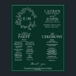 Emerald Green Leafy Crest Monogram Wedding Program Poster<br><div class="desc">We're loving this trendy, modern emerald green a formal wedding ceremony program Poster! Simple, elegant, and oh-so-pretty, it features a hand drawn leafy wreath encircling a modern wedding monogram. It is personalised in elegant typography, and accented with hand-lettered calligraphy. Finally, it is trimmed in a delicate frame. features all the...</div>