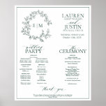 Emerald Green Leafy Crest Monogram Wedding Program Poster<br><div class="desc">We're loving this trendy, modern emerald green a formal wedding ceremony program Poster! Simple, elegant, and oh-so-pretty, it features a hand drawn leafy wreath encircling a modern wedding monogram. It is personalised in elegant typography, and accented with hand-lettered calligraphy. Finally, it is trimmed in a delicate frame. features all the...</div>