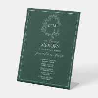 Emerald Green Leafy Monogram In Loving Memory