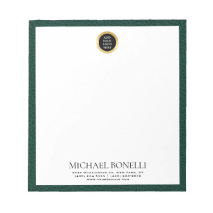 Emerald Green Leather Circle Logo professional Notepad