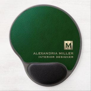 Emerald Green Leather Look Monogrammed Gel Mouse Mat