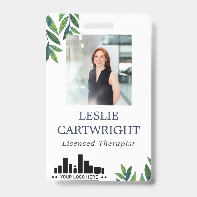 Emerald Green Leaves Id Photo & Logo Badge (Front)