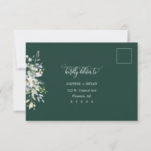 Emerald Green Leaves Response with Address Backer