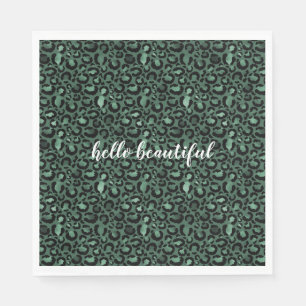 Emerald Green Leopard Print Napkin