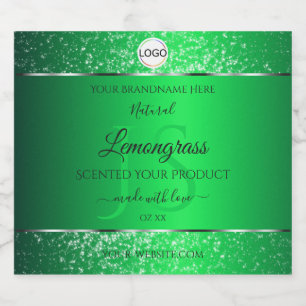 Emerald Green Logo Initials Glitter Product Labels