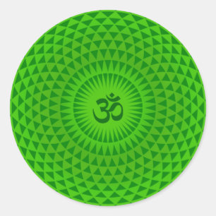 Emerald Green Lotus flower meditation wheel OM Classic Round Sticker