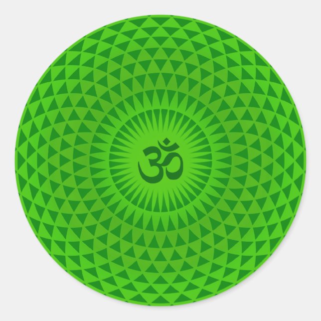 Emerald Green Lotus flower meditation wheel OM Classic Round Sticker (Front)