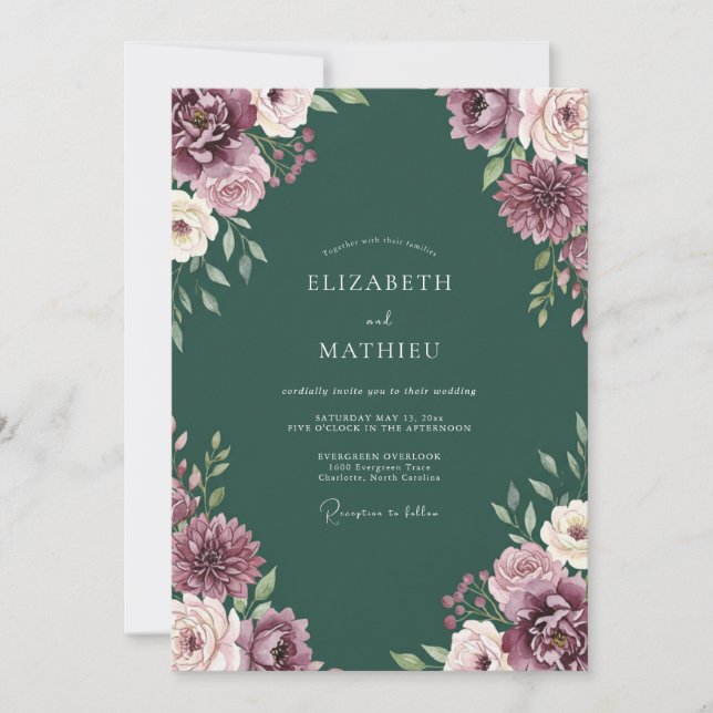 Emerald Green Lush Forest Wedding Invitation (Front)