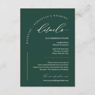 Emerald Green Lush Wedding Details Enclosure Card