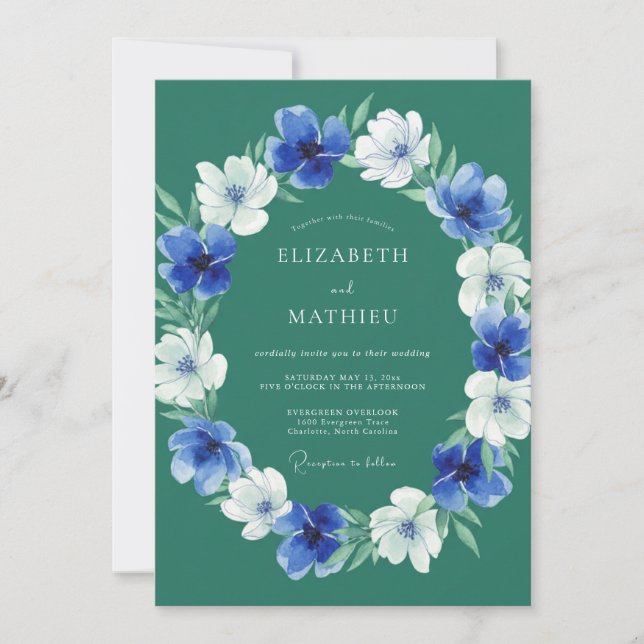 Emerald Green Lush Winter Wedding Invitation (Front)