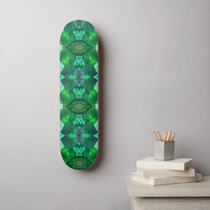 Emerald Green Magical Mystical Geometric Pattern Skateboard
