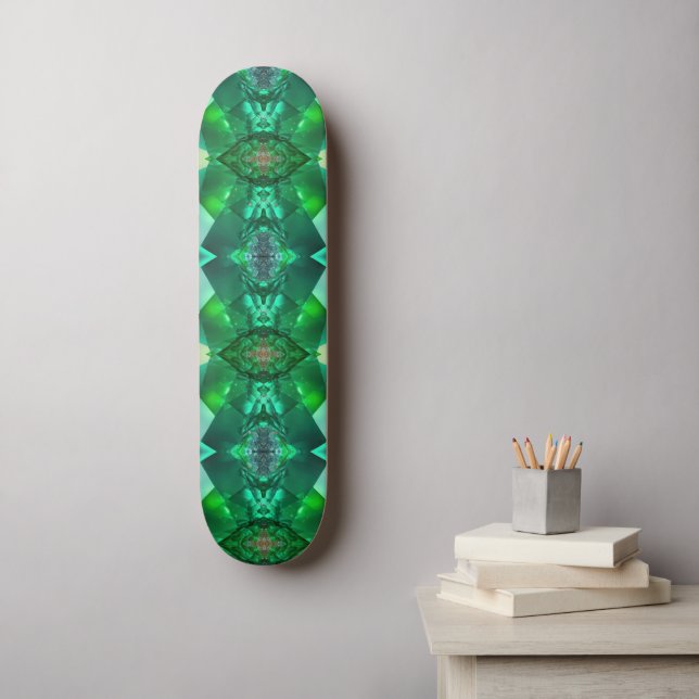 Emerald Green Magical Mystical Geometric Pattern Skateboard (Wall Art)