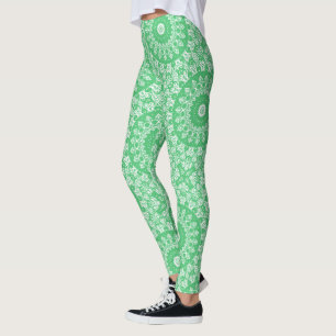 Emerald Green Mandala Pattern Leggings