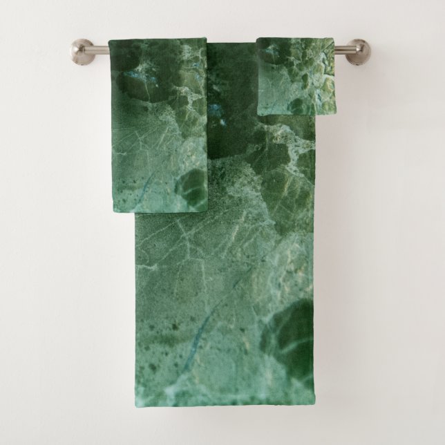 Emerald Green Marble Delicado #1 #wall #decor #art Bath Towel Set (Insitu)