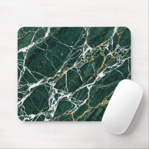 Emerald Green Marble Elegant Gold Veining Desk Mouse Mat