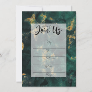 Emerald Green Marble Fill In the Blank Invitation