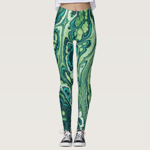 Emerald Green Marble Flow Leggings