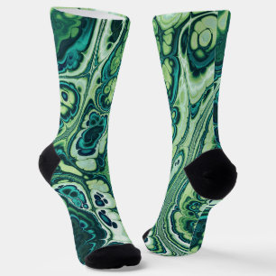 Emerald Green Marble Flow Socks