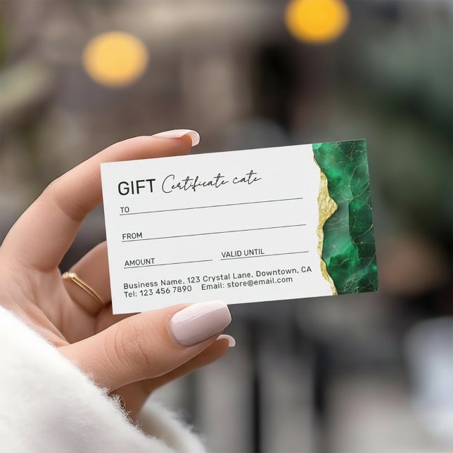 Emerald Green Marble Gift Certificate (Creator Uploaded)