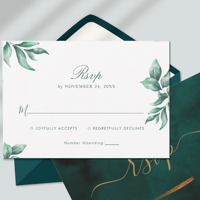 Emerald Green Marble & Gold Eucalyptus RSVP (Creator Uploaded)