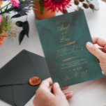 Emerald Green Marble & Gold Eucalyptus Wedding   Save The Date<br><div class="desc">Emerald Green Marble & Gold Eucalyptus Wedding Save the Date. Dark Emerald base with gold typing gives a simple and modern look & feel to front and greenery leaves covers on white base gives such a garden vibes. Fully customisable. Visit my store to see more wedding stuff for this design!...</div>