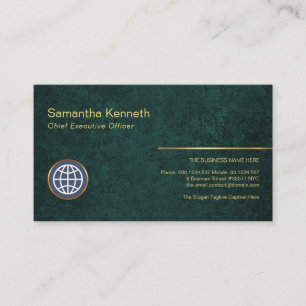 Emerald Green Marble Grunge Store Owner Business Card