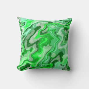 Emerald Green Marble Texture Abstract Liquid Paint Cushion