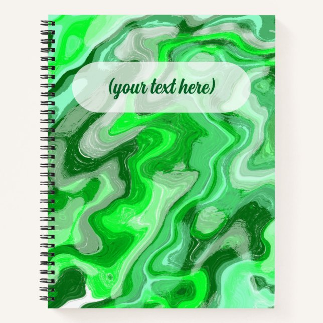 Emerald Green Marble Texture Abstract Liquid Paint Notebook (Front)