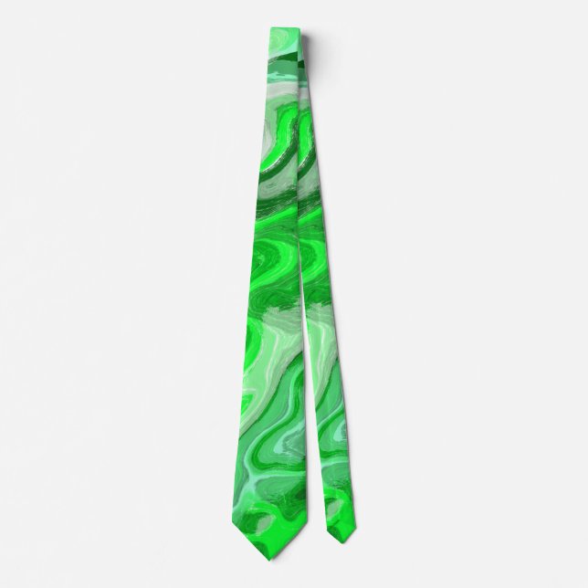 Emerald Green Marble Texture Abstract Liquid Paint Tie (Front)