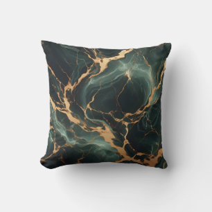 Emerald Green Marble Throw Pillow