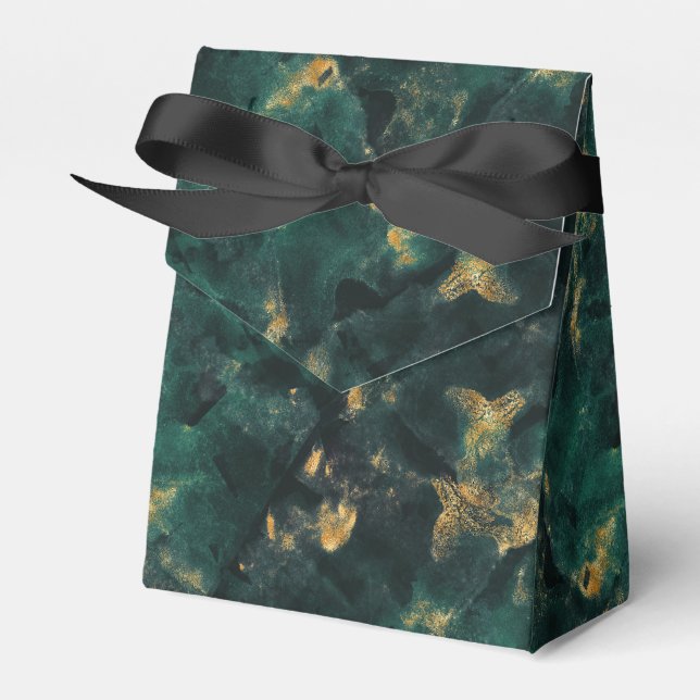 Emerald Green Marble Wedding Favour Box (Front Side)