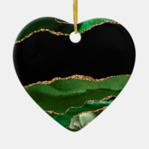 Emerald Green Marbled Agate Contemporary Stone Ceramic Tree Decoration