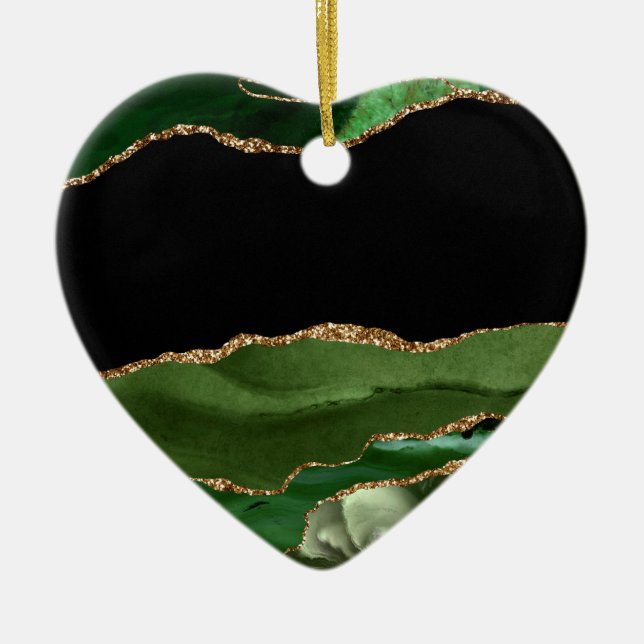 Emerald Green Marbled Agate Contemporary Stone Ceramic Tree Decoration (Front)