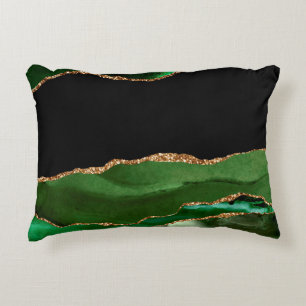 Emerald Green Marbled Agate Contemporary Stone Decorative Cushion