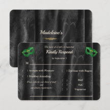 Emerald Green Masquerade Black Damask RSVP