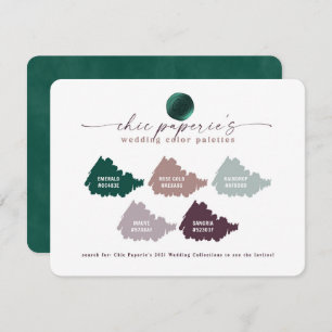 Emerald Green & Mauve Wedding Colour Palette Card
