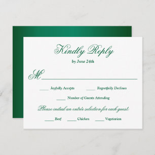 Emerald Green Meal Choice RSVP Card