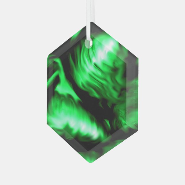 Emerald Green Melting Liquid Swirls Suncatcher  Glass Tree Decoration (Front Left)