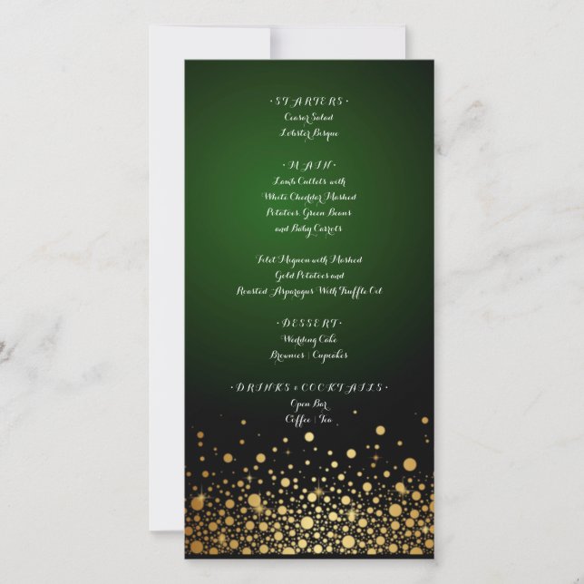 Emerald Green Menu wedding popular (Front)