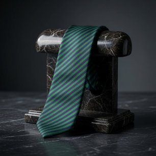 Emerald Green & Midnight Navy Diagonal Striped Tie