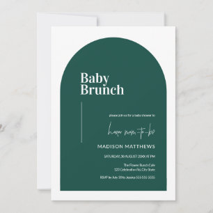 Emerald Green Minimal Arch Baby Brunch Baby Shower Invitation